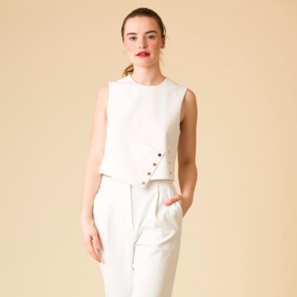 TIBI Crew Neck Sleeveless Crop Top Size: M - Picture 2 of 6